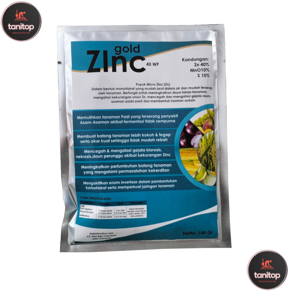 Pupuk Zinc Zinc Gold 100 Gram Top Zink Pupuk Asem Asemen Padi Terlaris