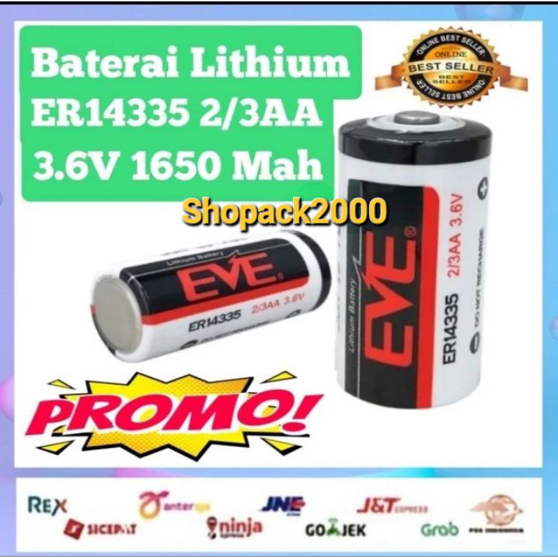 Baterai 14335 ER 14335 2/3 AA Lithium 3.6 V 1650mAh PLC Bateryy