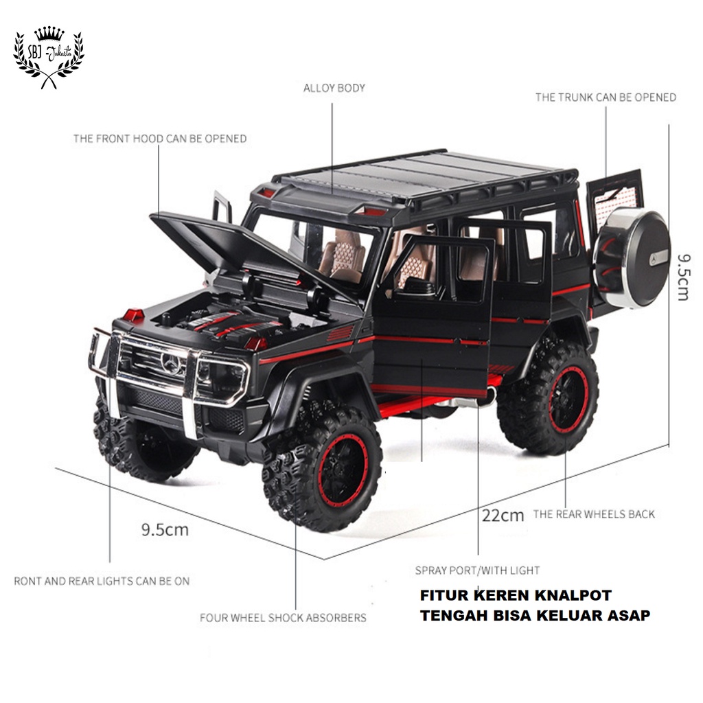 DIECAST miniatur MOBIL Mercedes Benz G65  OFFROAD Jeep Metal series Skala 1:24 Ukuran Besar