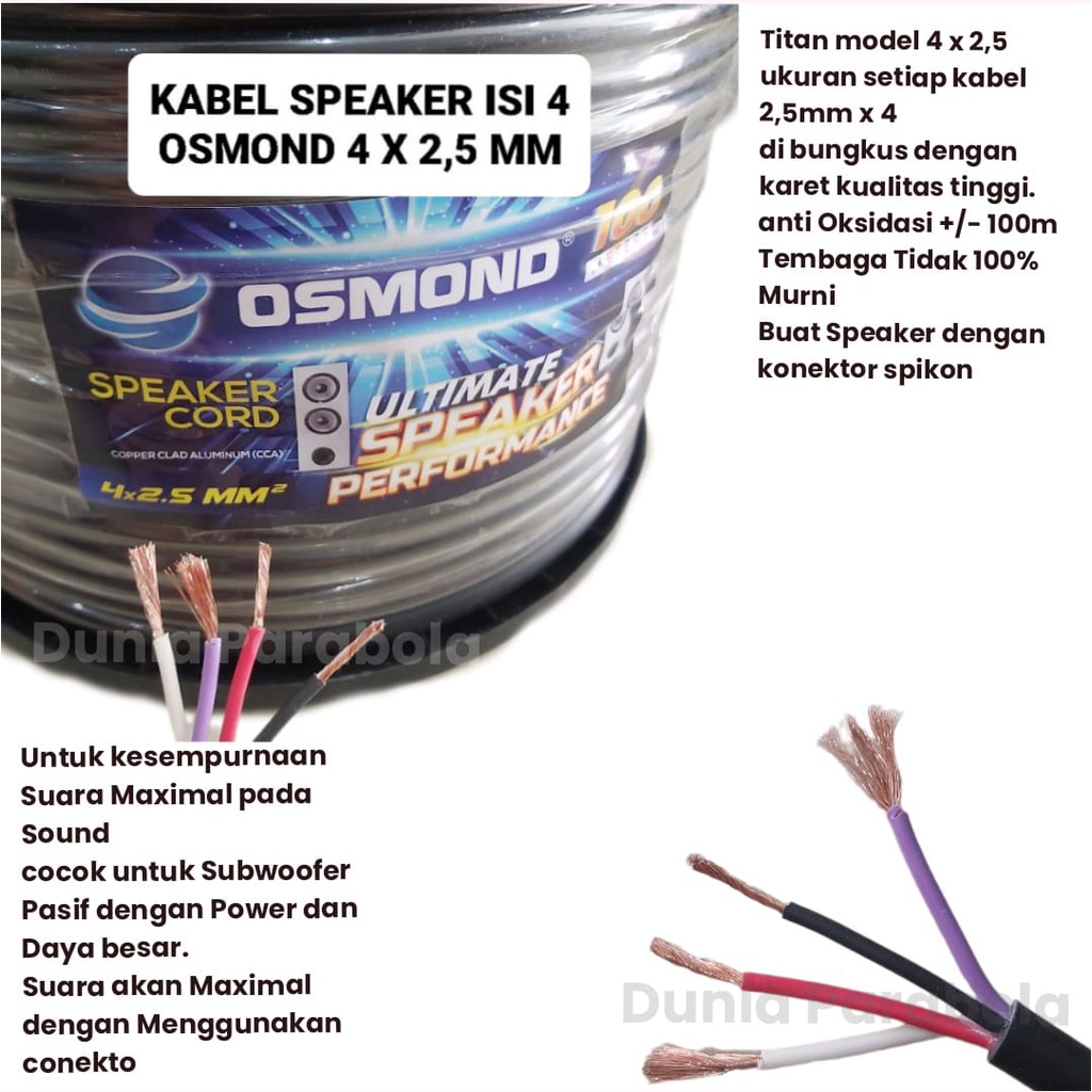 OSMOND KABEL SPEAKER 4x2,5mm kabel speaker isi 4 Per Meter