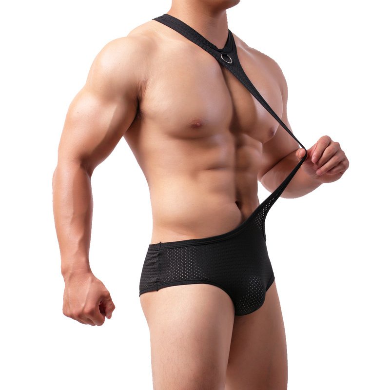 Sexy Mens Undershirts Jock Strap Mesh Fitness Bodysuits Leotard Wrestling Singlet Jumpsuits Underwea
