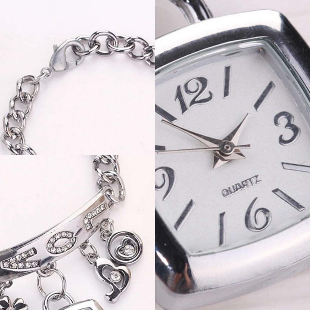 JAM TANGAN WANITA PESTA ELEGANT MODEL GELANG RANTAI STAINLESS SILVER IMPORT MOJICA JAM122S3 MEWAH CEWEK REMAJA KEKINIAN KOREA BRANDED MURAH PREMIUM ORIGINAL