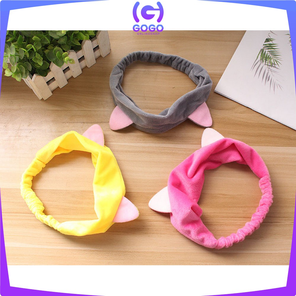 GOGO-C67 Bando Masker Motif Kuping Kucing Wanita Bahan Bludru / Bando Korea Facial Headband Hairband Women Aksesoris Rambut Import