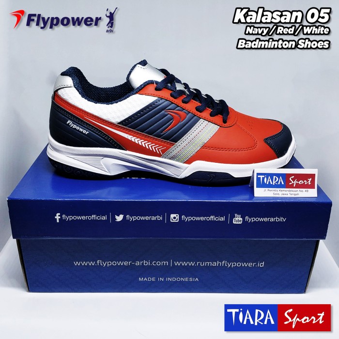 {MentariStore} Sepatu Badminton Flypower Kalasan 05 - Navy Red White - 31 Limited