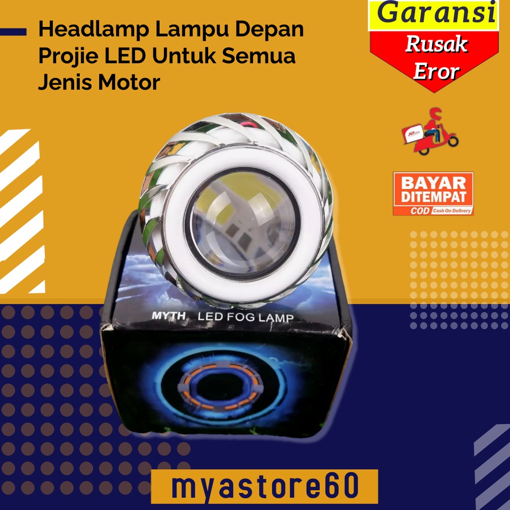 Headlamp Projie Lampu 3 warna Putih Merah Biru LED Bisa Kedip Jarak Jauh dan Dekat