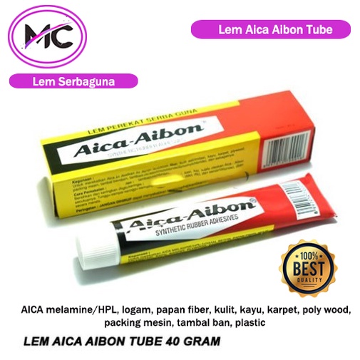 Lem Kuning Aica Aibon Tube 40 Gram Serbaguna untuk Besi Kayu Karpet Plastik Pakaian Kain Sepatu dll