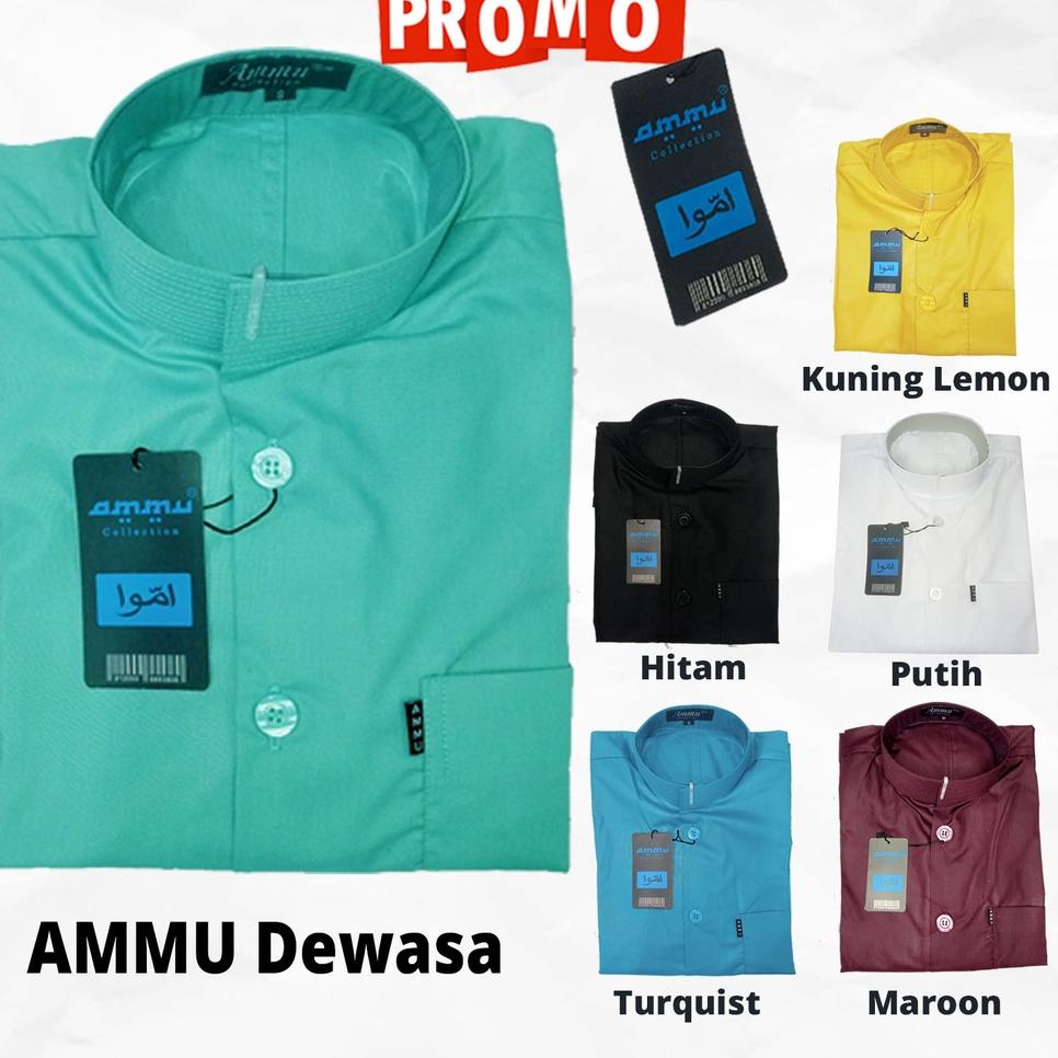 VIRAL Baju Koko Ammu collection amu dewasa baju amu polos lengan panjang baju Koko aku salaf baju am