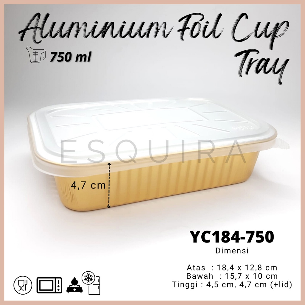 Aluminium Foil Cup Tray Gold + Lid / 10 PCS / YC184-750