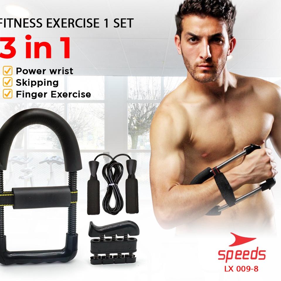 Original SPEEDS Alat Fitness Set Finger Exercise Skipping Power Wrist Alat Gym Fitness Satu Set 009-