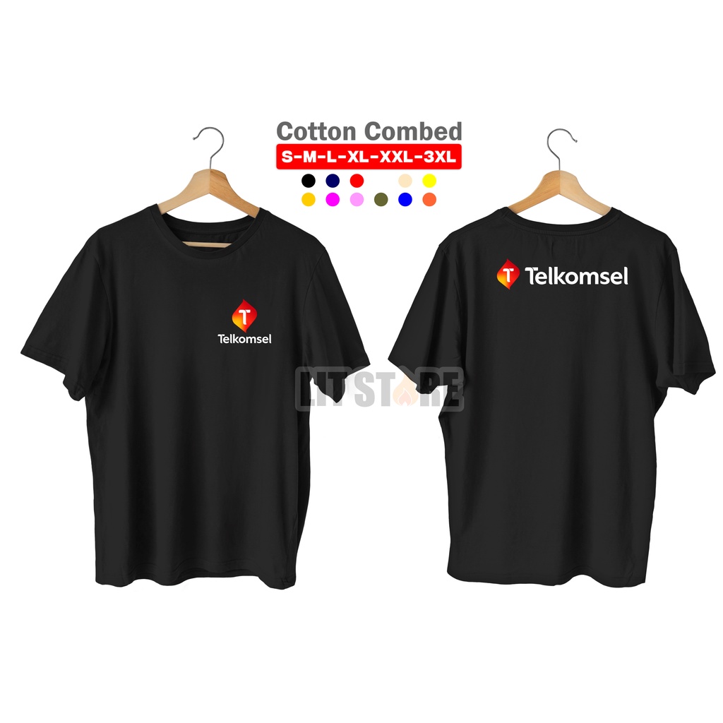 LITSTORE Kaos Perusahaan Telkomsel Logo Depan Belakang telkomsel baju kerja kaos promosi