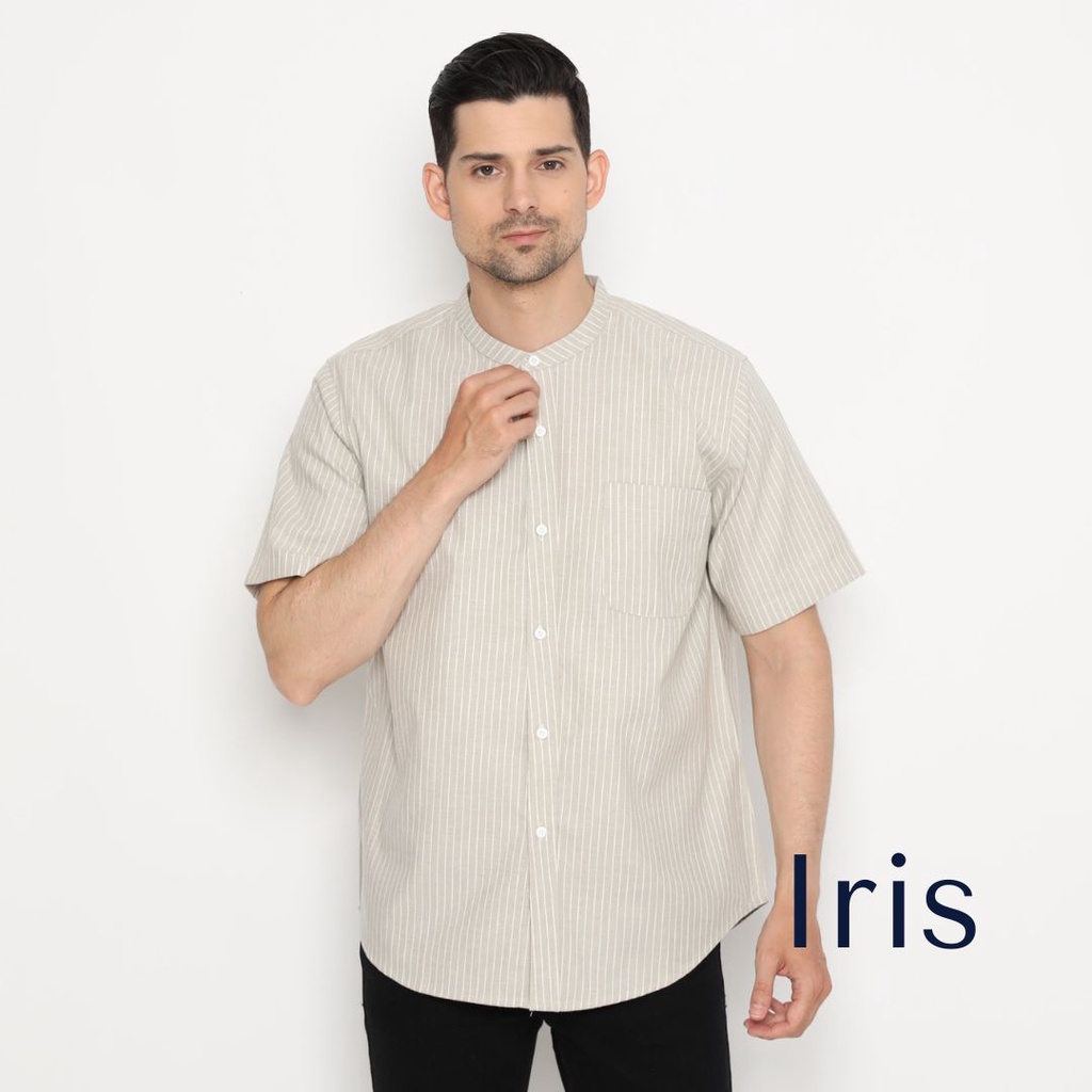 IRIS - ATASAN KEMEJA KOKO DEWASA POLOS KATUN SALUR PRIA LENGAN PENDEK KEMKO COUPLE AYAH ANAK