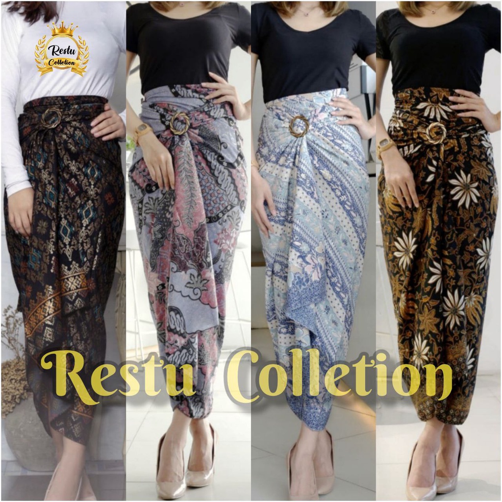 { COD } Rok Lilit Warp Skirt Serut Songket Jumputan Batik Panjang Wanita Bawahan Kebaya Kondangan Nikahan Wisuda Modern Cewek Bahan Sutra HQ Premium All Size By Restu Colletion Motif Ayunda Bestseller