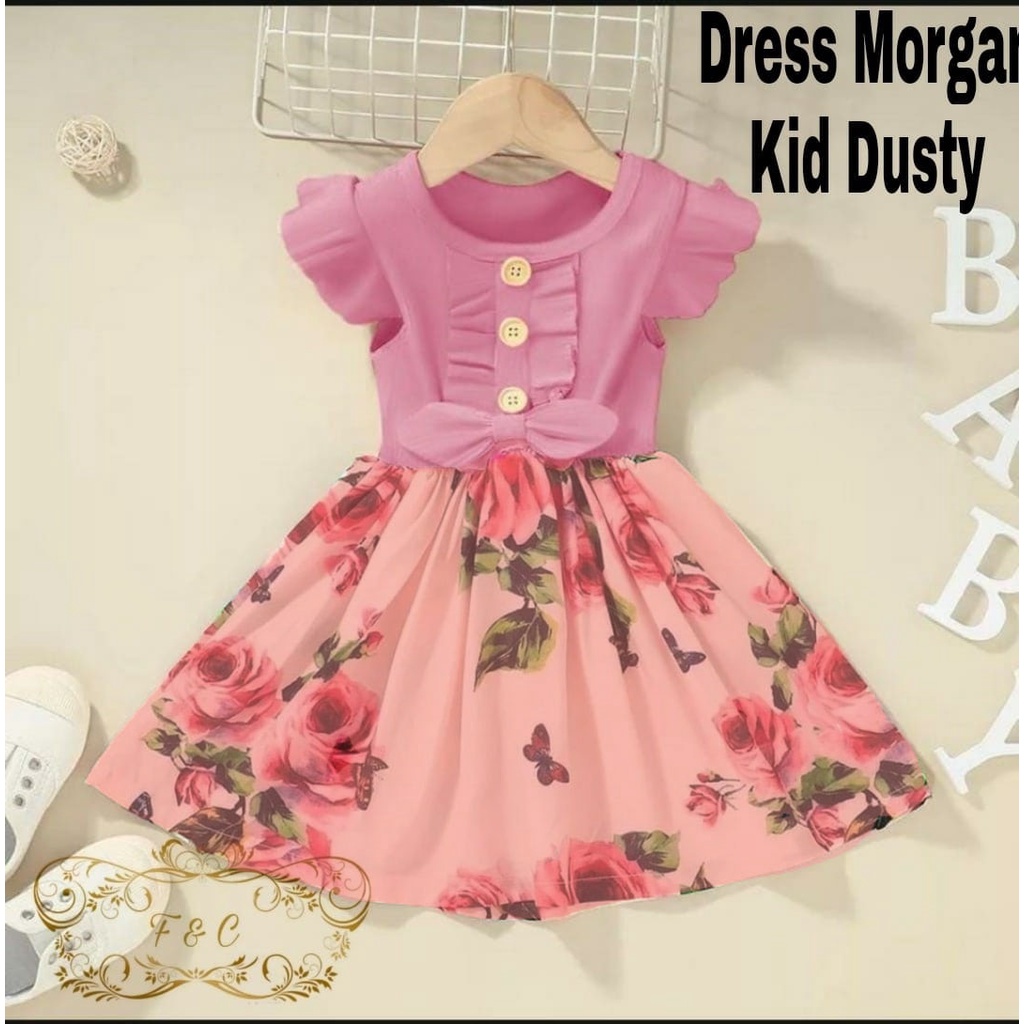 Dress Morgan Kid / Dress Anak Perempuan All Size Fit To 3-5 Tahun