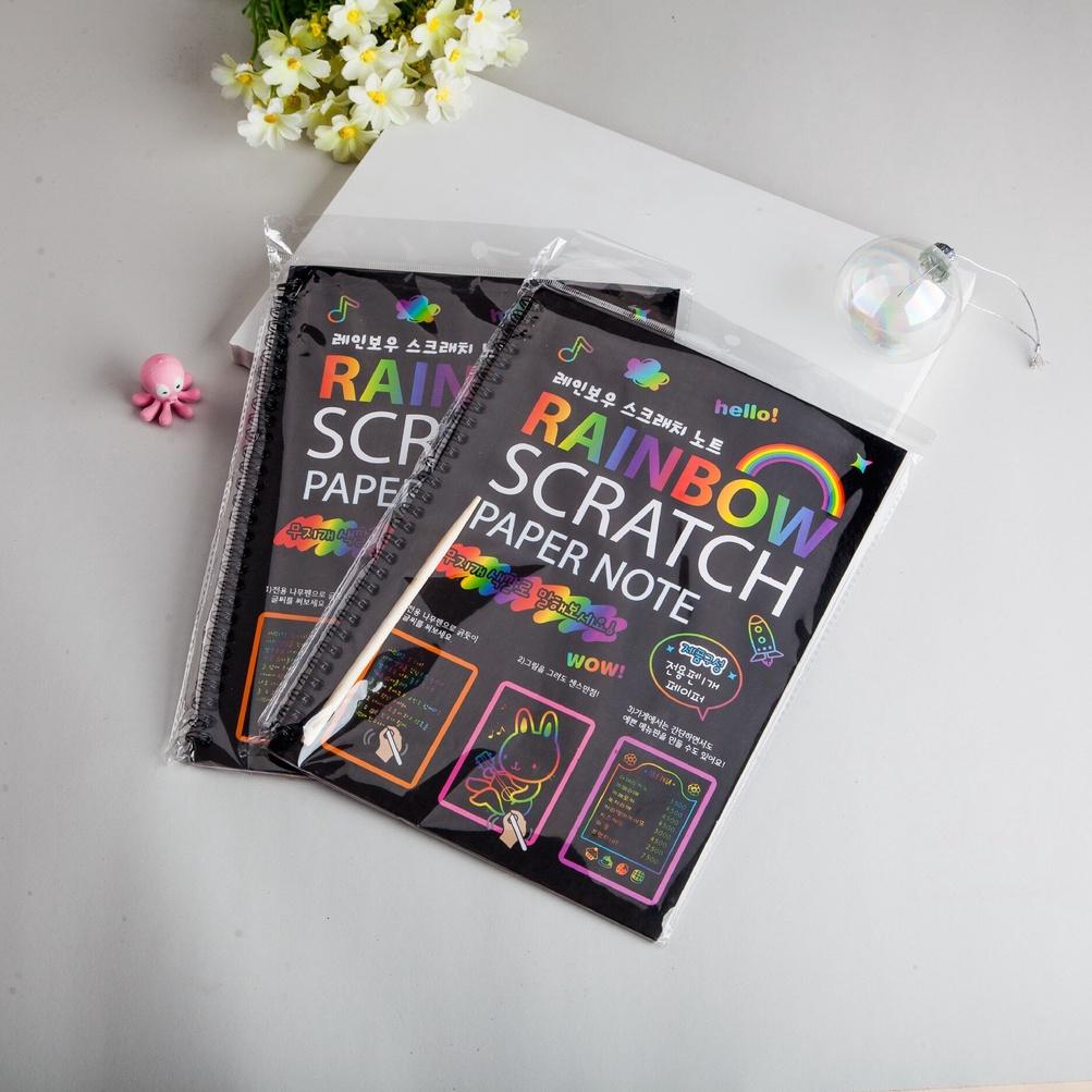 

1.1 Terlaris Magic Color Rainbow Scratch Paper Note book 19X26cm