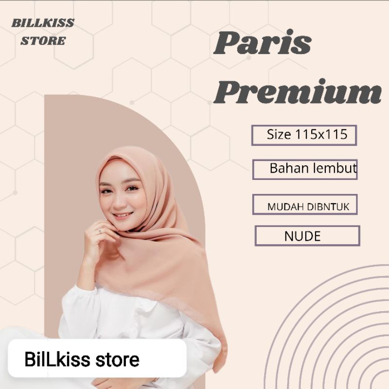 BilLkiss_Store Hijab Paris Segi Empat Polos Premium  / Kerudung Paris Segiempat Krudung Anti Letoy