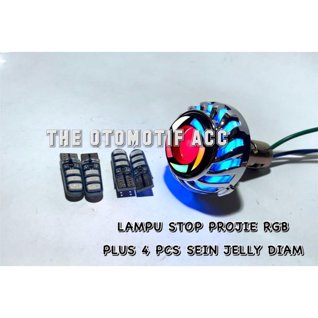 Paket Lampu Motor Lampu Stop Projie Spiral RGB Plus 4pcs Sein Jelly Diam / Non Flash Universal