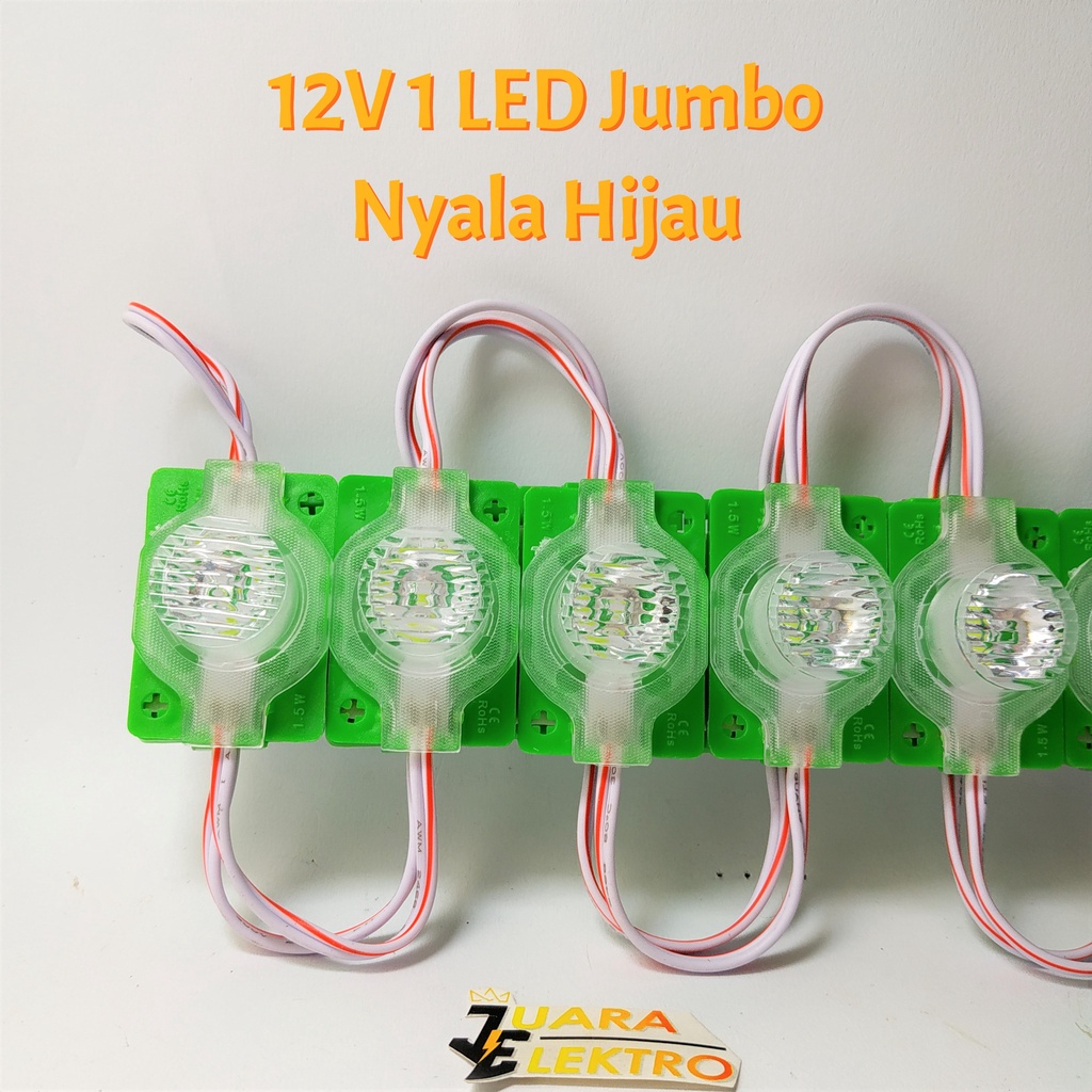 LED MODULE 12V 1 LED Jumbo Nyala Putih, Merah, Kuning, Hijau, Biru