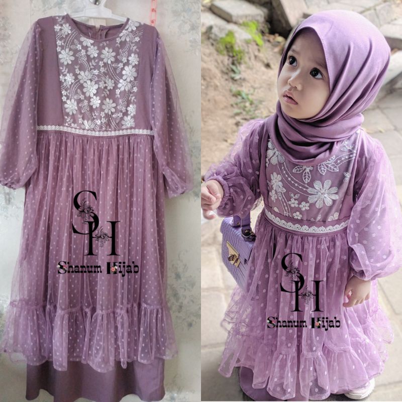 Aurora dress/gamis couple/gamis anak/gamis lebaran/dress anak/gamis bayi/couple ibu dan anak