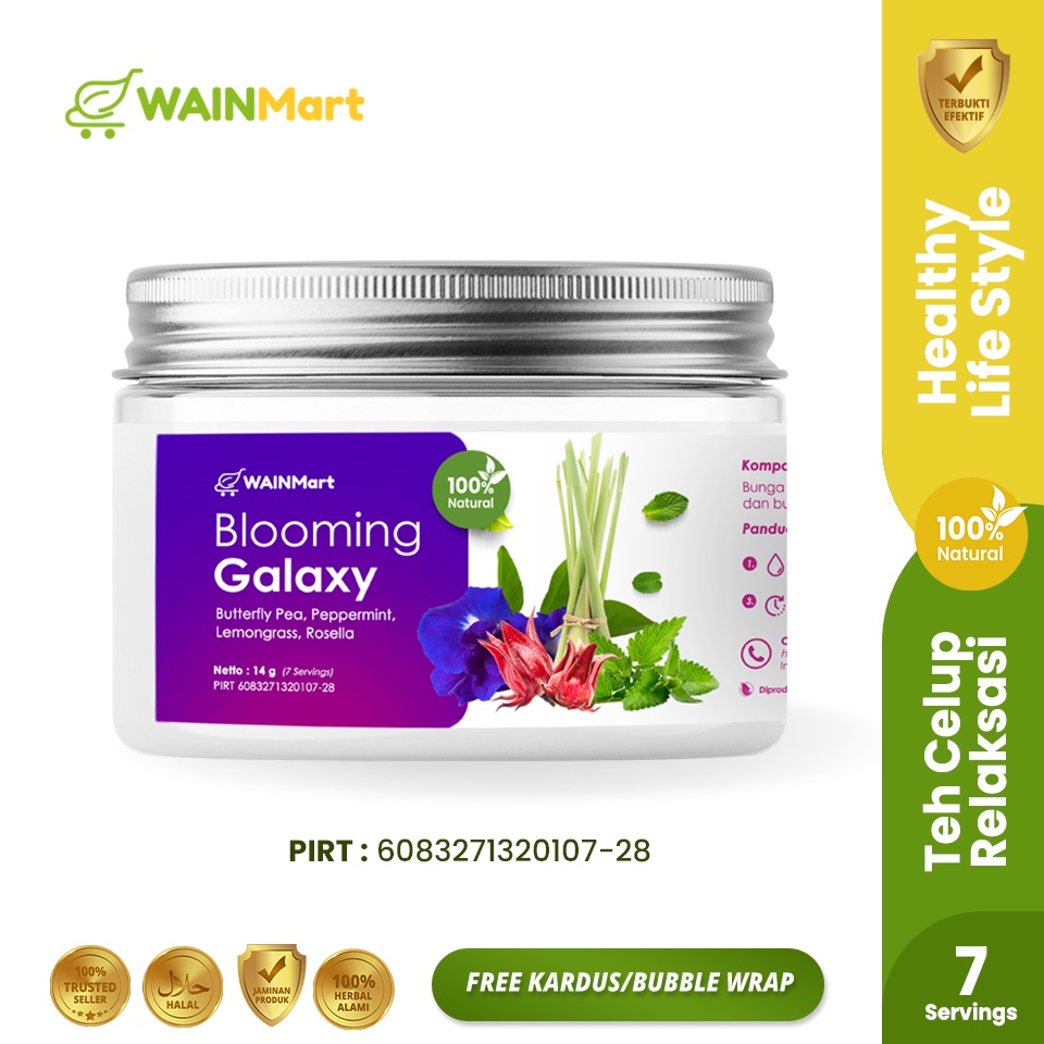 Teh Bunga Relaksasi Herbal Morning Tea Antioksidan Anti Insomnia dan Gangguan Pencernaan Blooming Galaxy Sunset Blossom