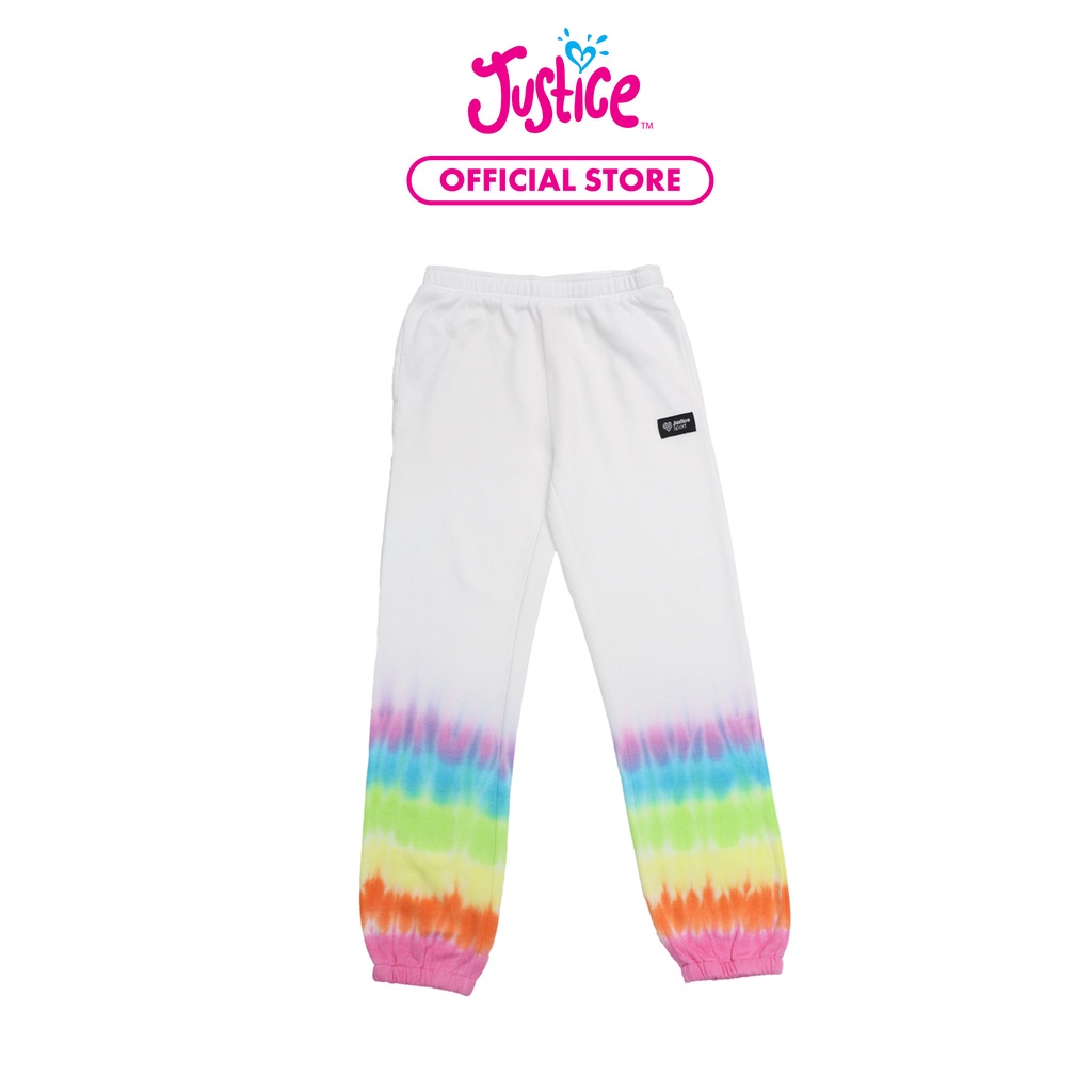 Justice Girls Tie-Dye Joggers White - Celana Anak Perempuan