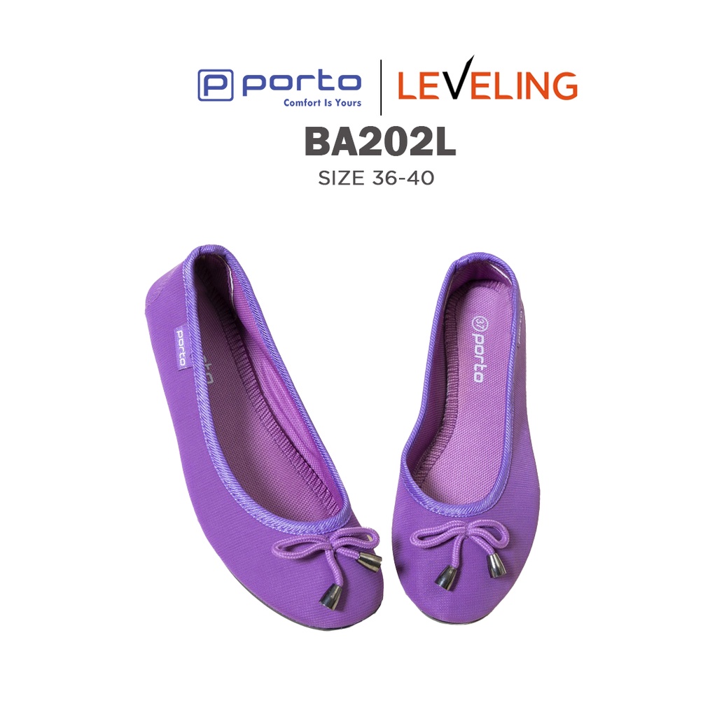BA202L - Porto Leveling Cuci Gudang Sepatu Wanita Flatshoes Balet Kain Nyaman Empuk Simple Pita Korea Casual Original Porto