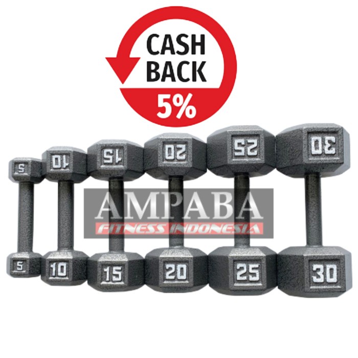Terlaris Dumbel Fix Dumbell Set Besi Hexa Lokal Barbel 10Kg