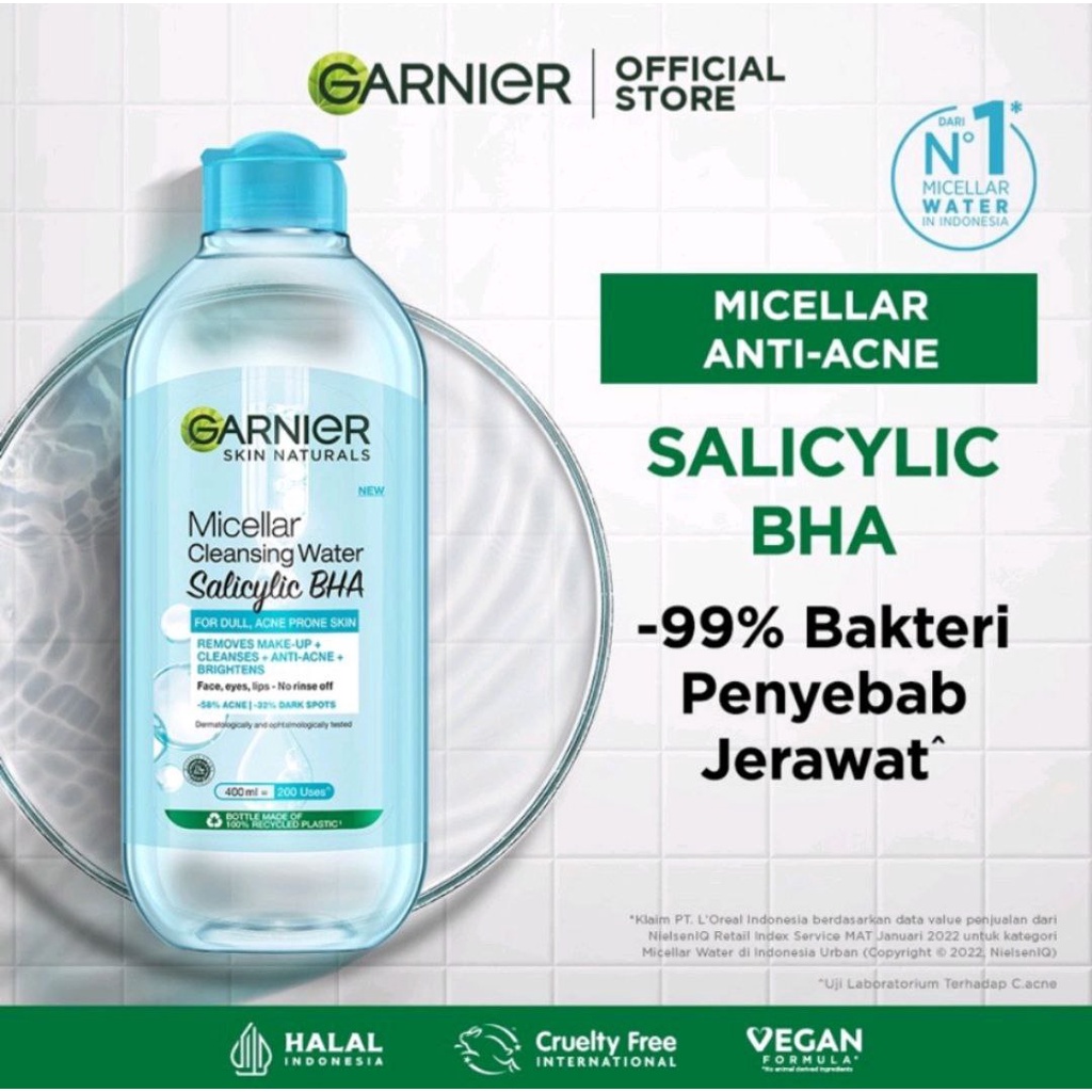 GARNIER MICELLAR WATER SALICYLIC BHA SKINCARE PEMBERSIH WAJAH 400ML