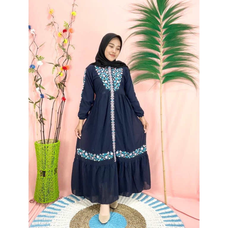 LANGSUNG KIRIM Gamis Wanita  Muslim Gamis Ceruty Mix Bordir Gamis Muslim Murah Gamis Kondangan Mewah