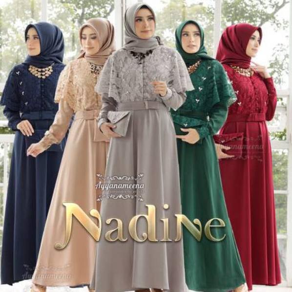 Stok Terbatas Nadine dress/gamis cantik M L XL XXL