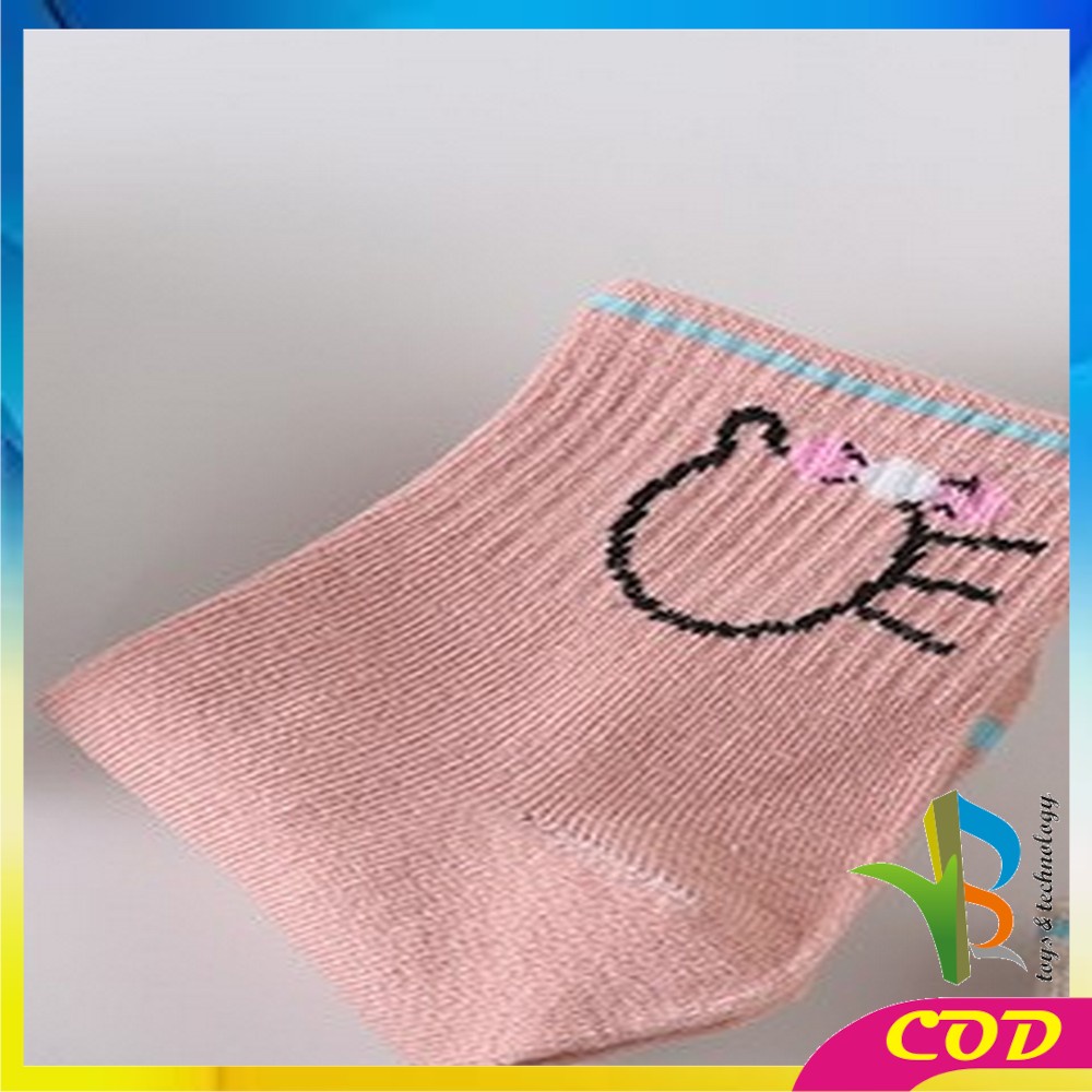 RB-P257 Kaos Kaki Motif Garis Kucing Panjang Semata Kaki Kaoskaki Pendek Wanita Ankle Socks Ala Korea Semata Kaki Import