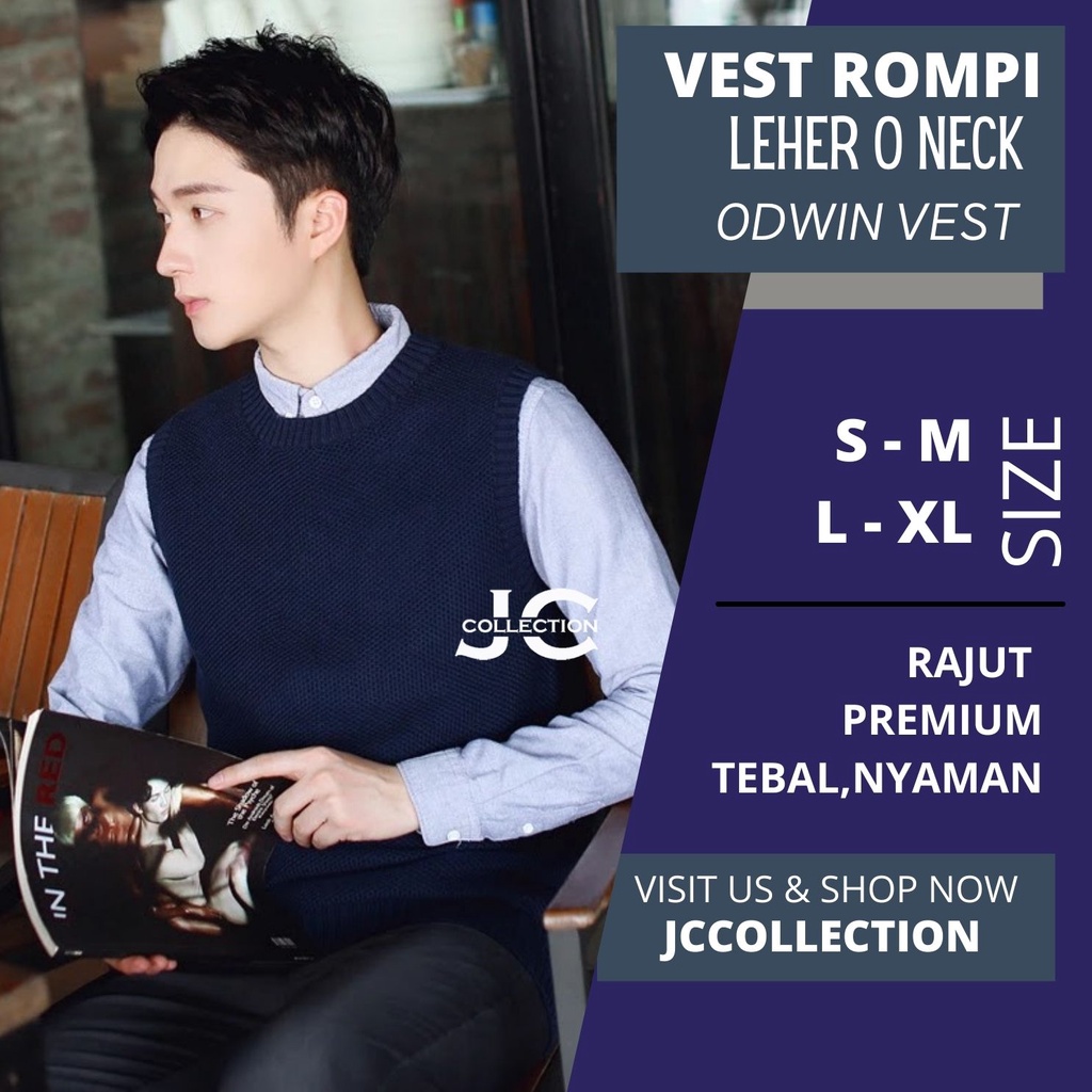 Rompi Vest Rajut Pria Korea Leher O - Odwin/ ONeck Vest Knitting - JCCOllections