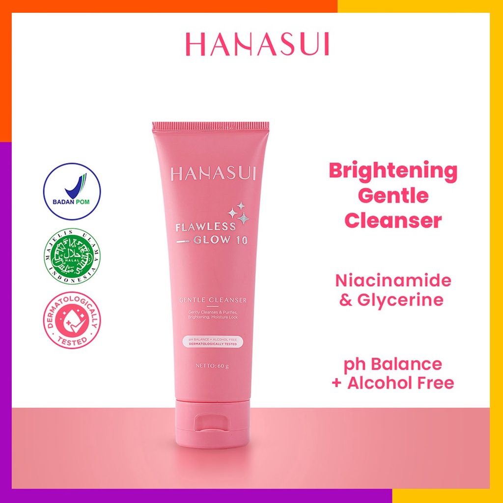 HANASUI Flawless Glow 10 Gentle Cleanser Indonesia / BPOM 60gr