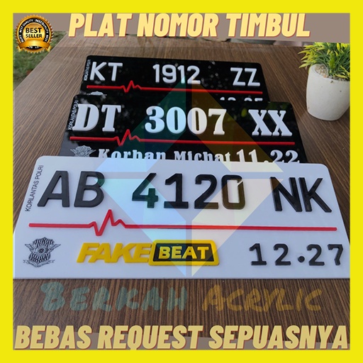 Plat Nomor Timbul Akrilik/ Plat Nomor akrilik Motor / Plat Nomor Motor Variasi / Plat Nomor Motor Ba