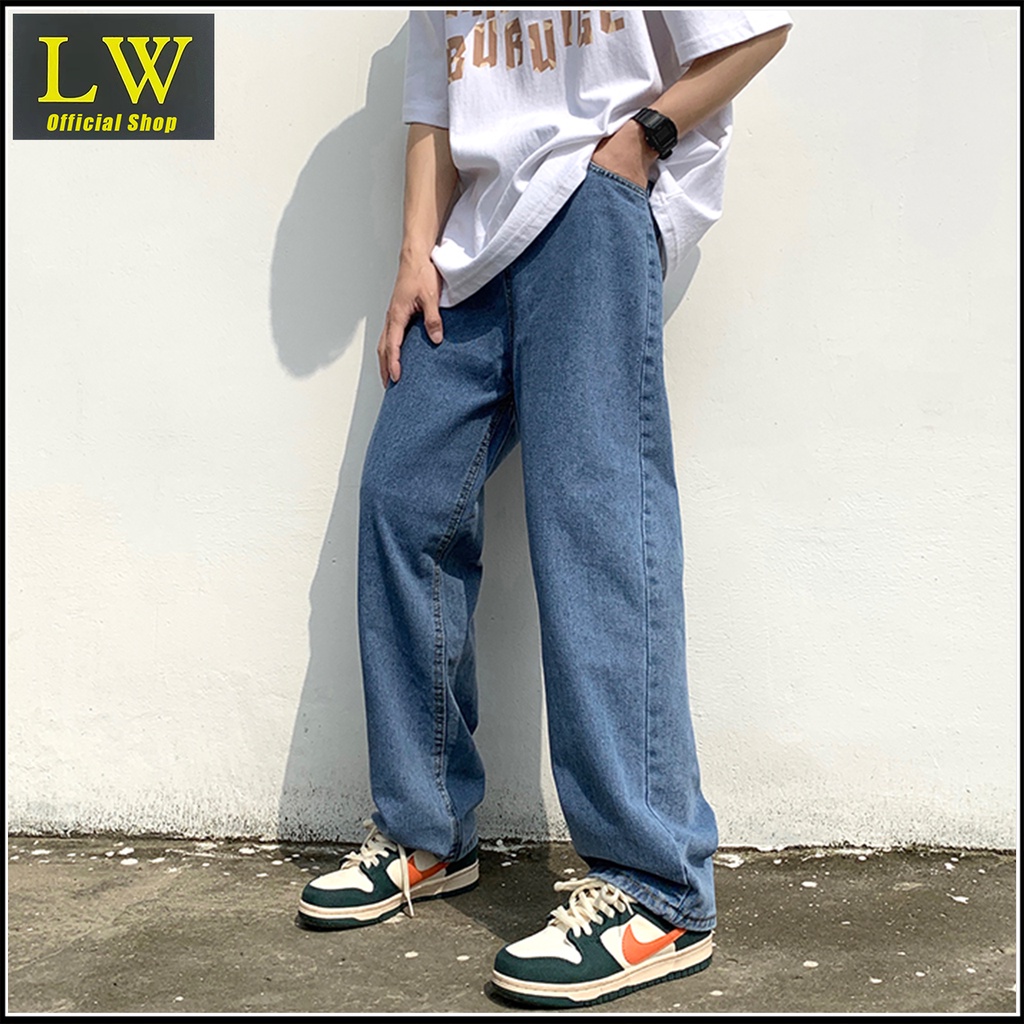 Celana Jeans Baggy pria Jeans Panjang Cowok Korea Loose Celana Gombrong Pria Korea Style Oversize Je