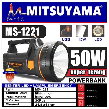 Senter LED 50w Mitsuyama Lampu Emergency 15W MS-1221