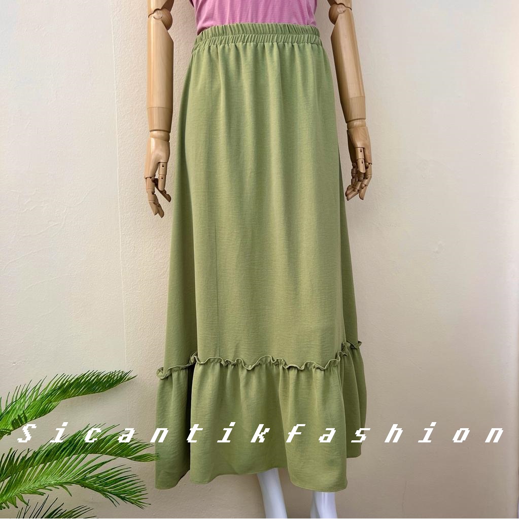 Rok Crinkle Airflow Premium / Rok Polos Korean Style / Skirt Panjang