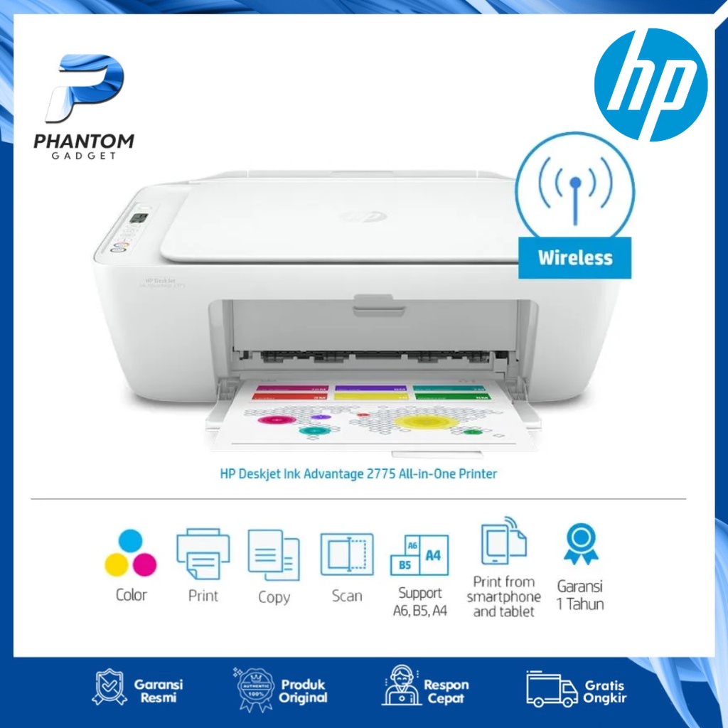 HP Printer Wireless Bluetooth 2775 All-In-One Print Scan Copy