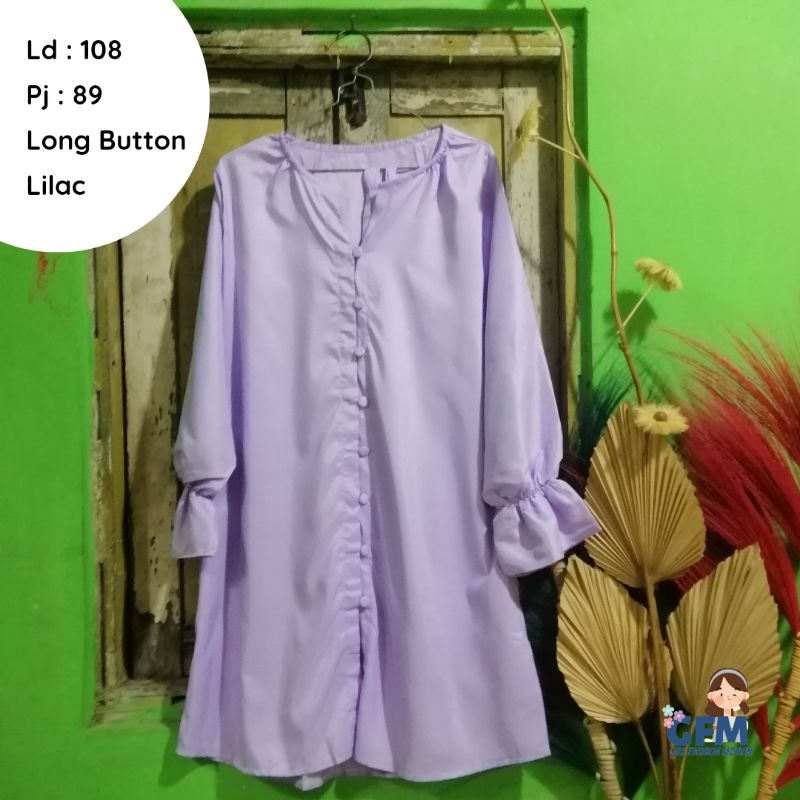 Tunik//Tunik Kancing//Long Tunik//Tunik Lilac//Atasan Tunik//Atasan Wanita//Sisa Seri//Sisa Stock//S