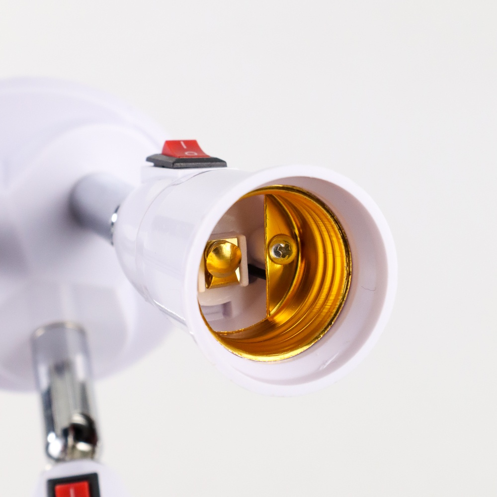 GUI8 Asmtled Fitting Lampu Bohlam Studio Led Cabang 3 With Switch 220v E27 E344 White ORi-I