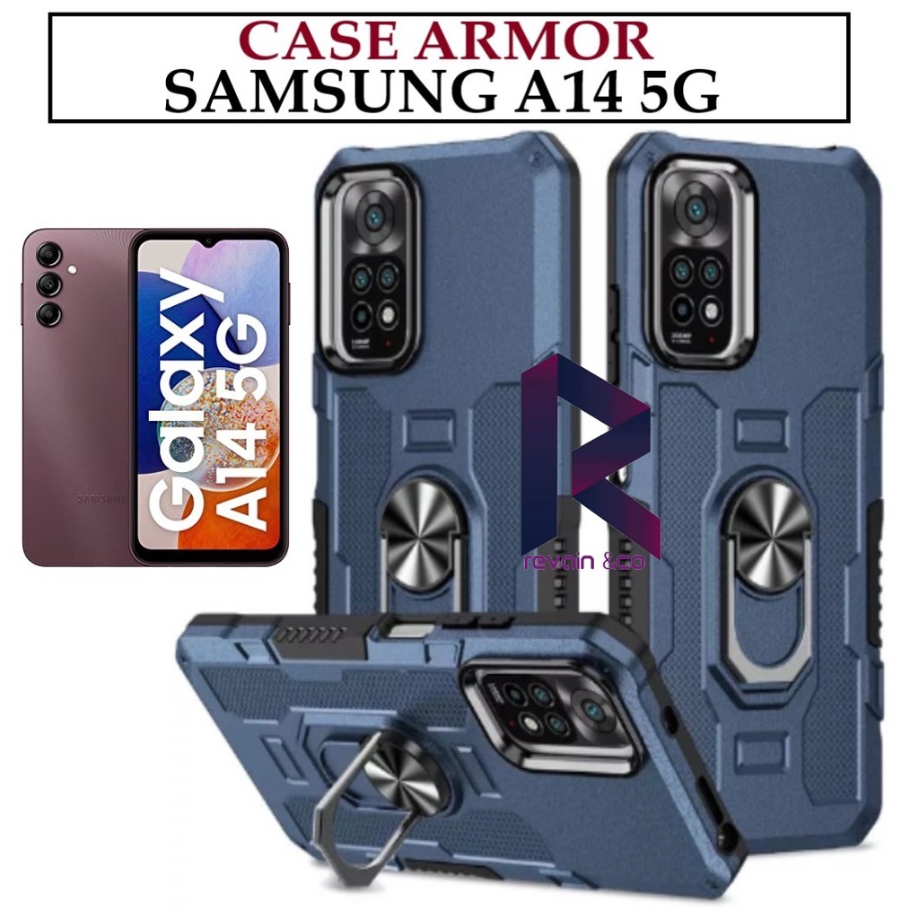Case Armor SAMSUNG A14 5G Iring Cincin Magnetic Kesing Hp Protect kamera Premium Hard Case Standing Robot Pelindung Kamera