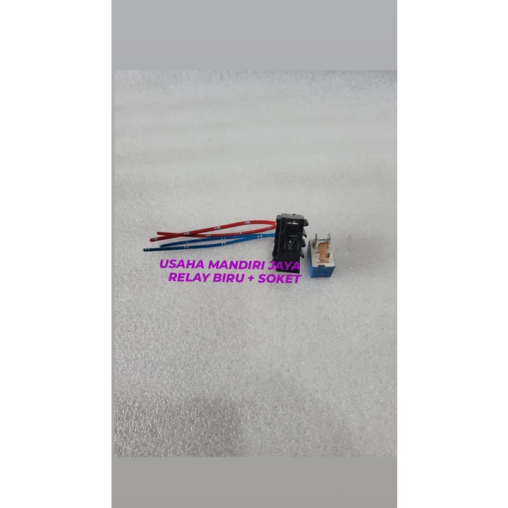 RELAY BIRU KOMPLIT + SOCKET RELAY AC BIRU 12V K4 1SET RUMAH SOKET