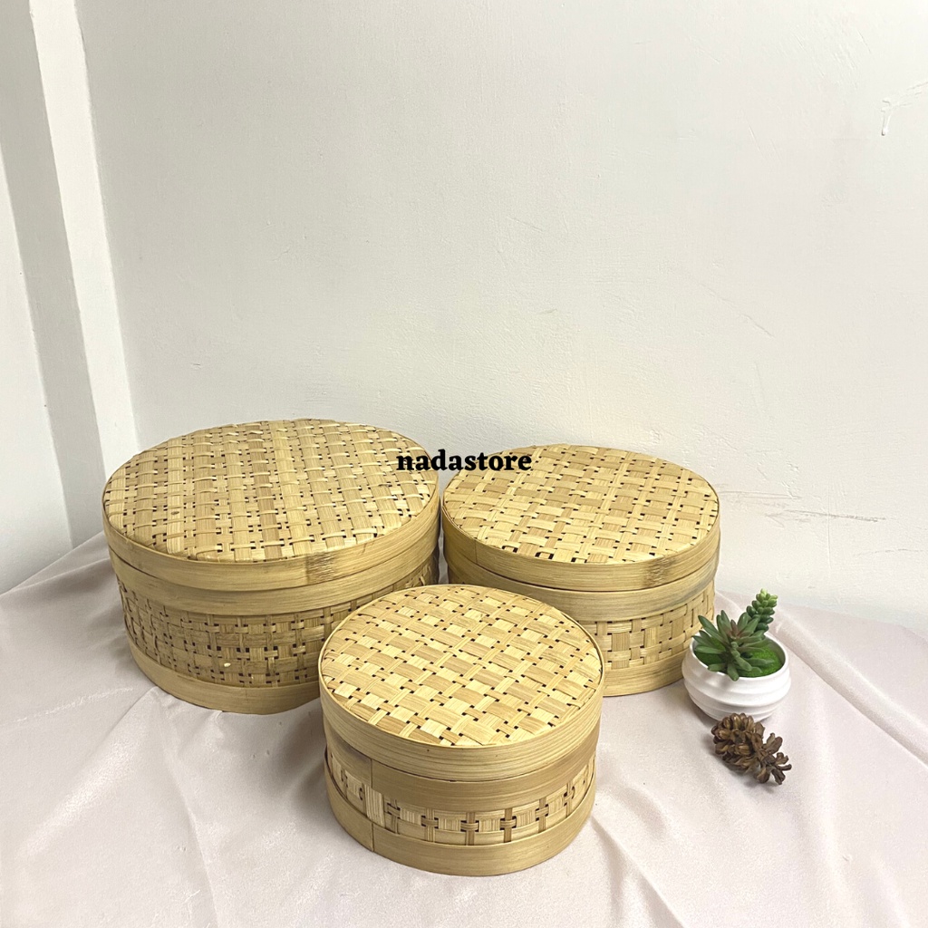 Hampers Bambu/Keranjang Anyaman/Anyaman Rantang Bulat SIZE D20 DAN D25 CM