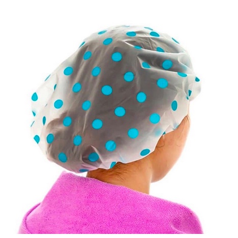 Shower Cap Plastik Penutup Rambut Anti Air Transparan Desain Motif untuk Kamar Mandi