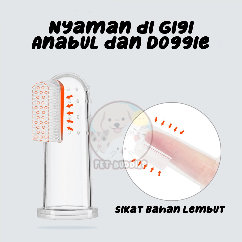 Sikat Gigi Jari Anjing/Kucing Silikon Pet Finger Toothbrush