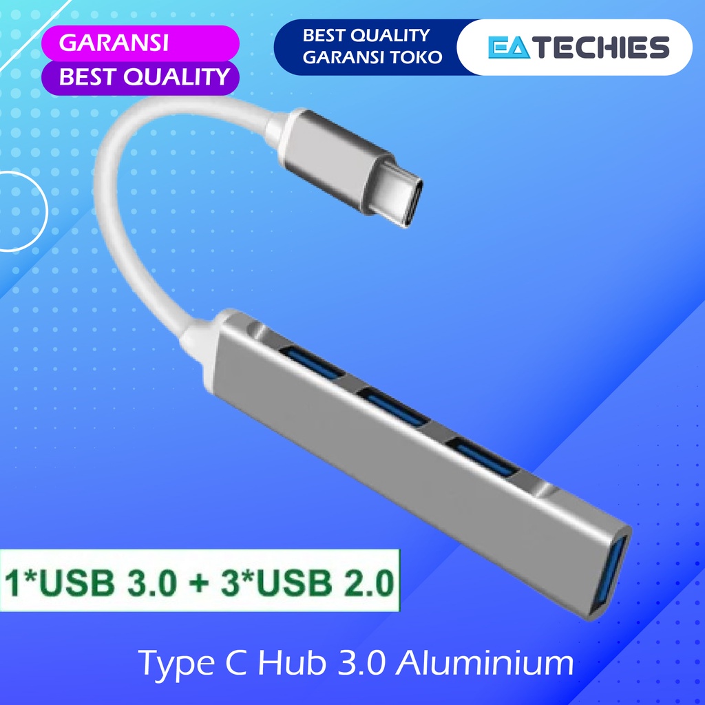 USB Hub Type C 4 Port Aluminium USB-C Hub 3.0 Speed Converter Adapter