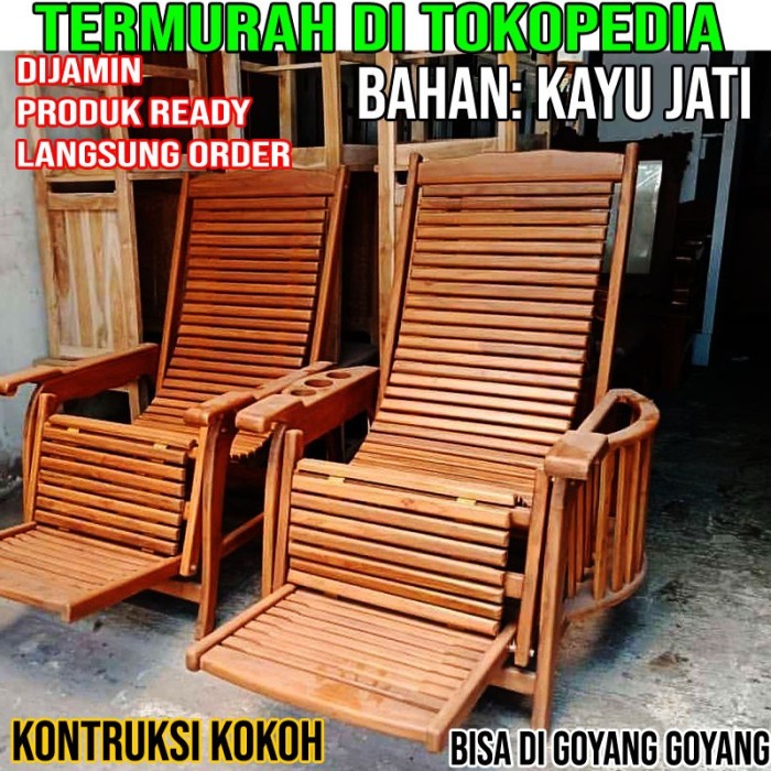 RAY Grosir Kursi malas goyang - kursi malas santai kayu jati full termurah - Standart, MENTAHAN