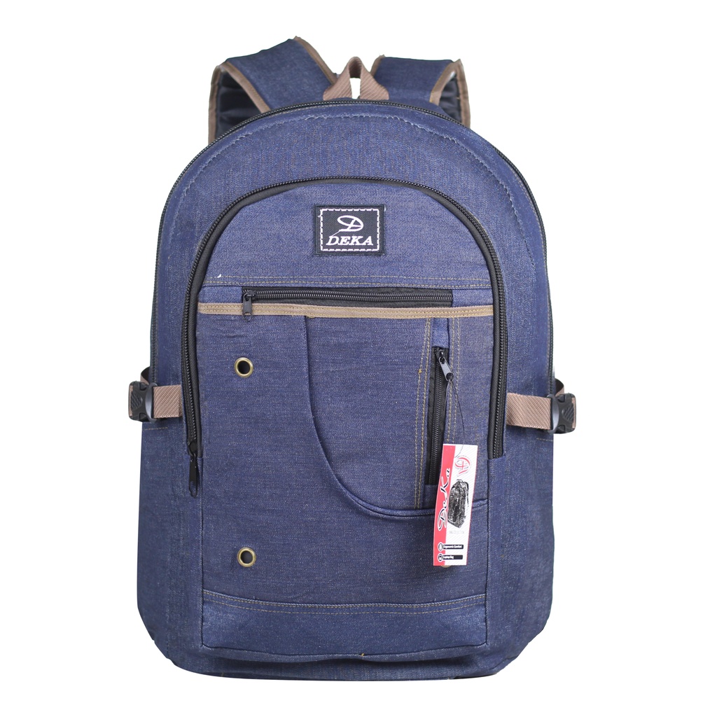 Tas Ransel Pria Distro Deka Keren Awet Backpack Outdoor Indoor Hiking Sekolah Backpack Denim Kanvas Sekolah SMP SMA Bahan Tebal Kuat Awet Tas Ngaji Les Piknik Tas Denim kekinian Trendy Bahan Impor Kuat Awet Keren