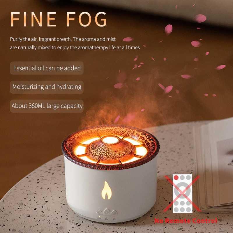 Air Humidifier Diffuser Volcano Flame Essential Oil 10W 360ML - J-V19 - White