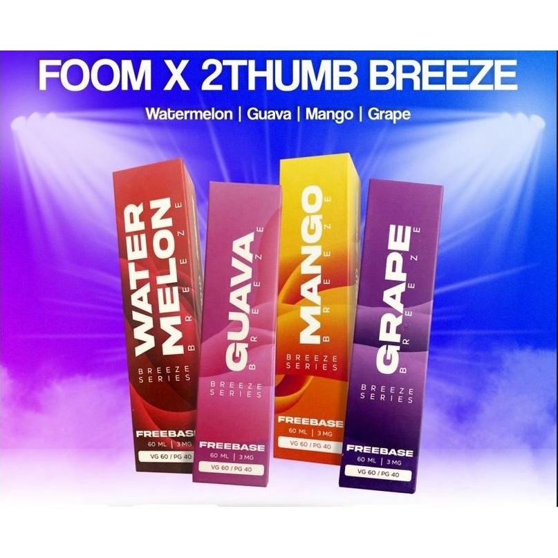 Foom Breeze Series Guava Mango Watermelon Grape 60ML 3MG Freebase