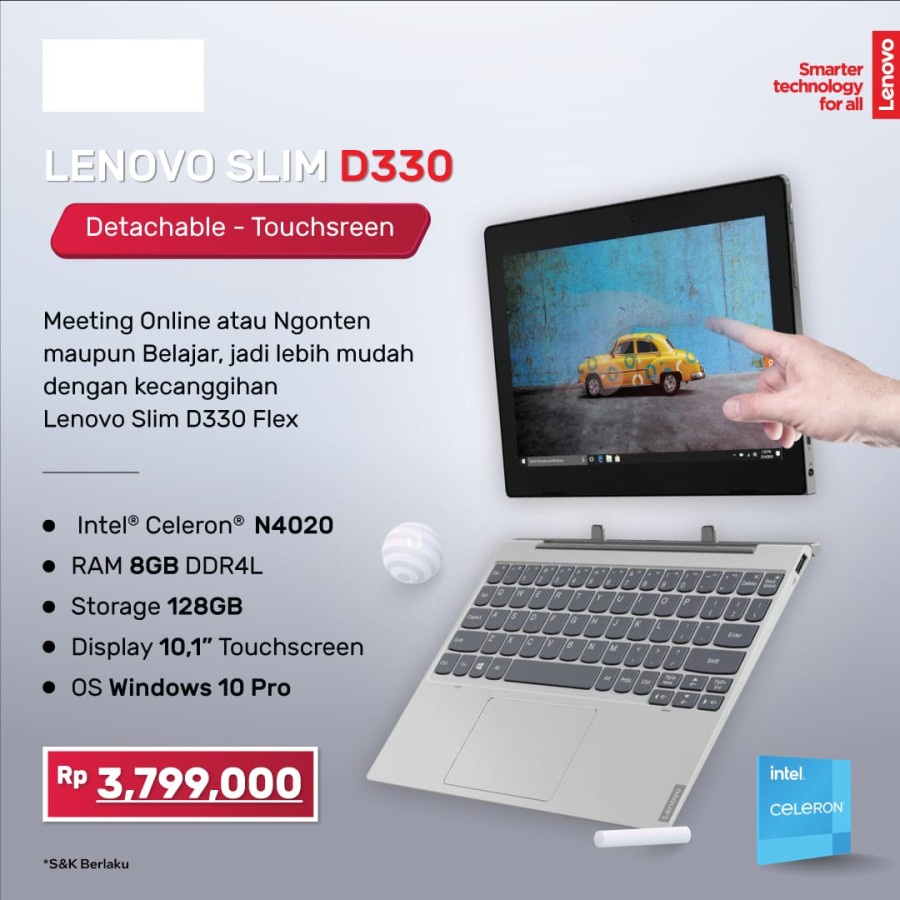 Lenovo Flex D330 2in1 - Intel Celeron N4020 8GB 128GB W10PRO HD Touch